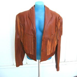 Pioneer Wear vintage leather jacket with fringe